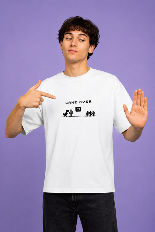 Game Over Pixel Retro Graphic Tee | Chrome Dino Inspired Minimal T-Shirt