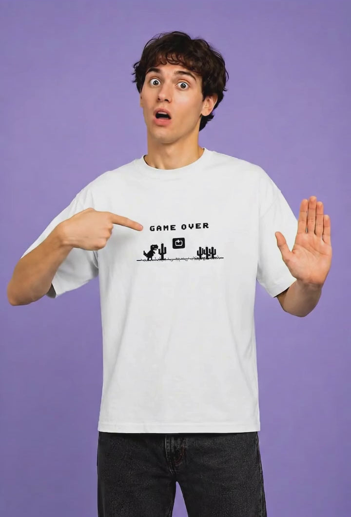 Game Over Pixel Retro Graphic Tee | Chrome Dino Inspired Minimal T-Shirt